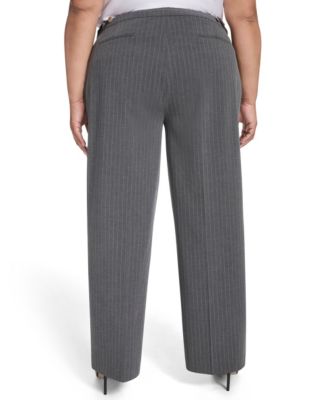 Plus Size Pinstriped Mid Rise Pants