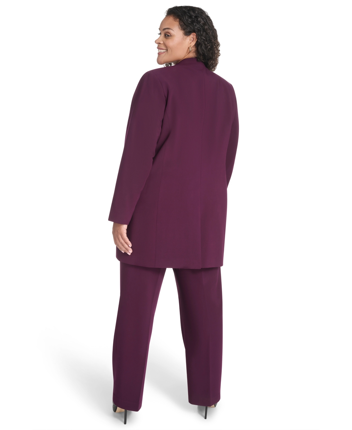Calvin Klein Plus Size Long Sleeve Blazer In Purple