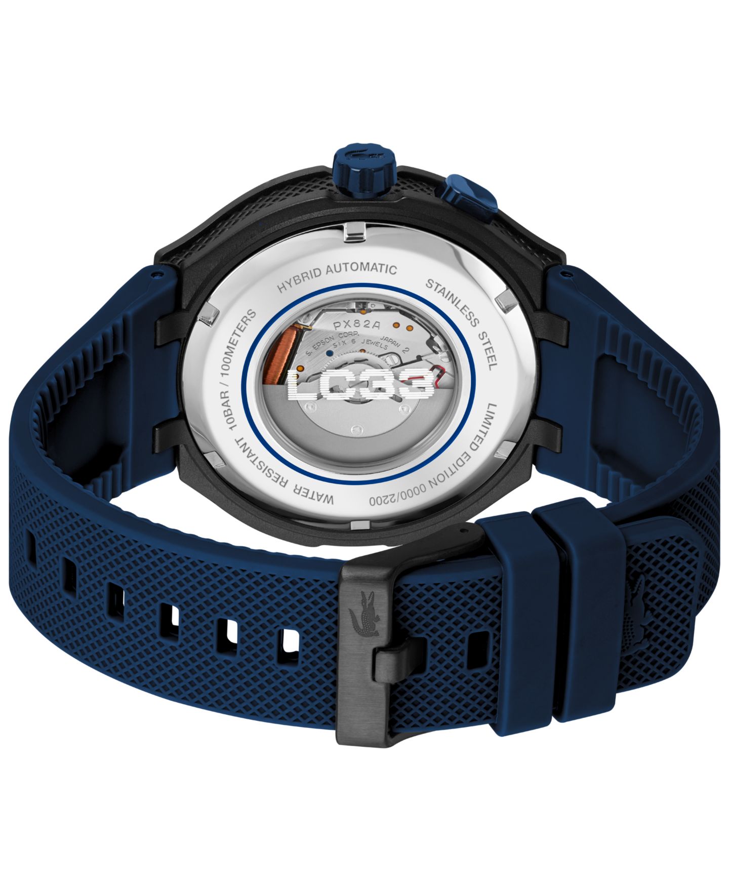 Мужские часы Lacoste LC33 Mech Hybrid Automatic Blue Silicone Strap Watch, 44mm — фото 3