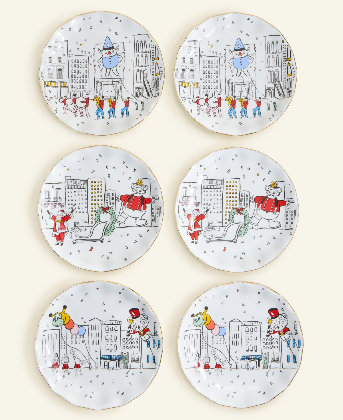 Macy's Thanksgiving Day Parade Scalloped Appetizer Plate Set, Set of 6, Macy's Exclusive