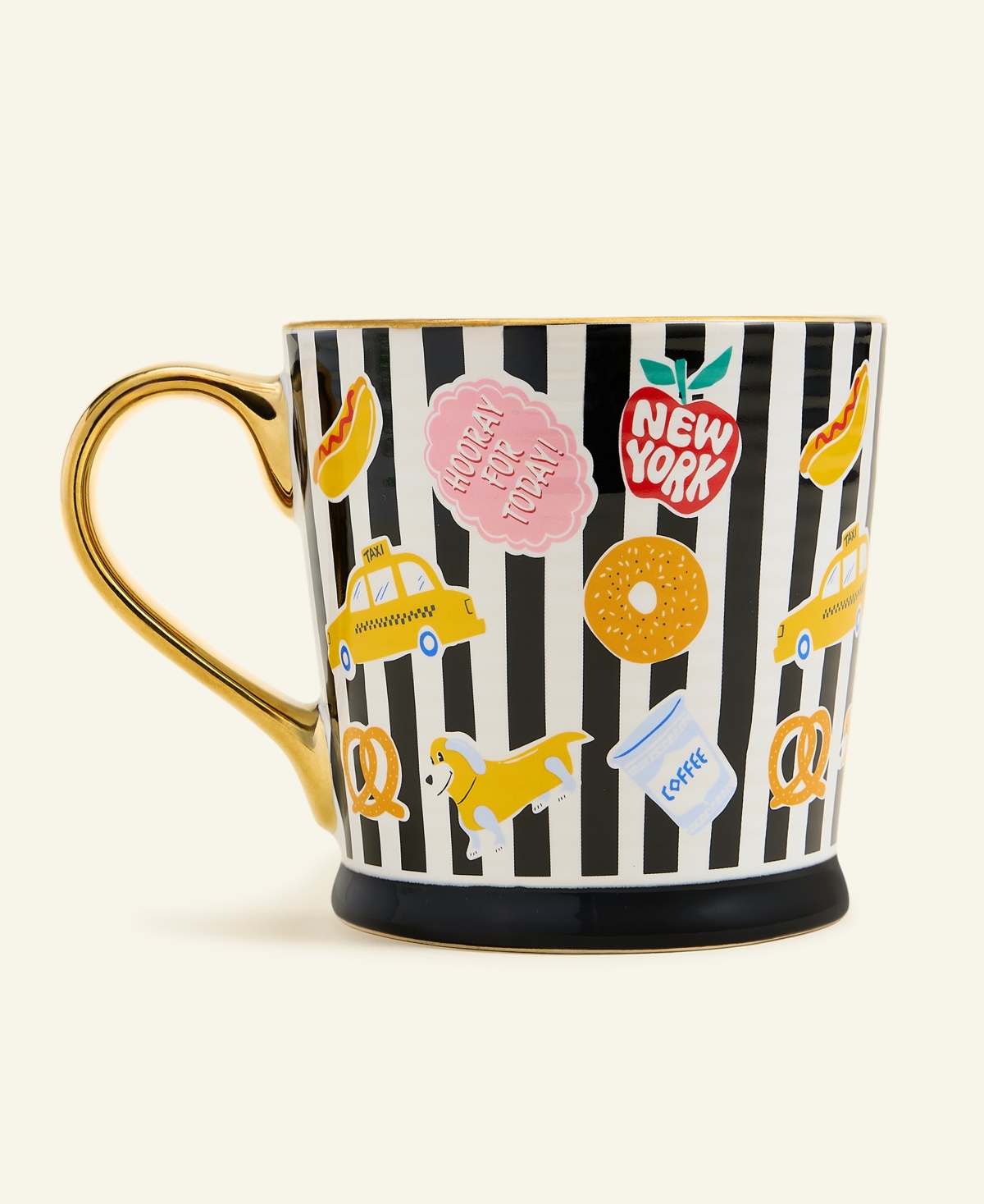 Macy's 99th Thanksgiving Day Parade Striped Nyc Icon Coffee Mug,  Exclusive In Black