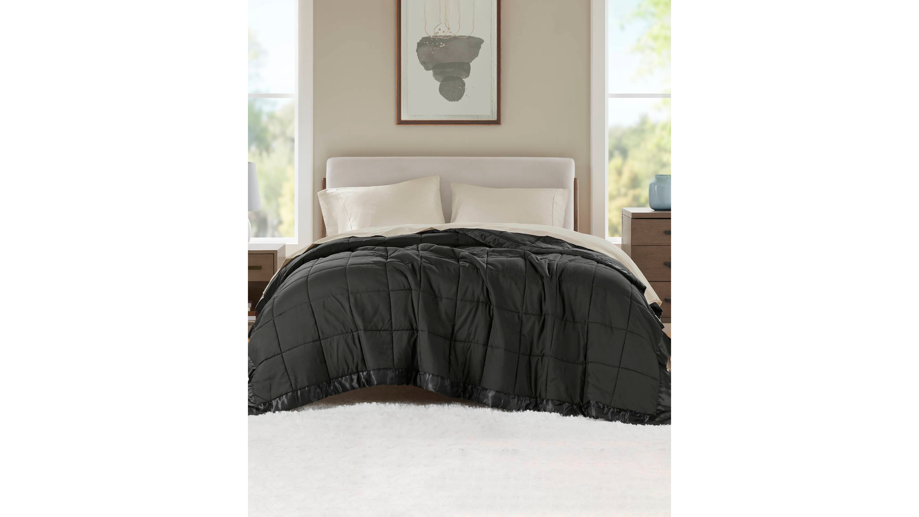 Madison Park Windom Lightweight Down Alternative Satin Trim Blanket, King