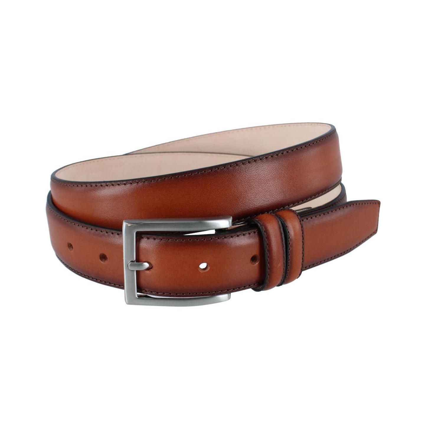 Мужской ремень TRAFALGAR Malik Burnished Feather Edged 32mm Leather Belt, цвет: Коричневый — фото 1