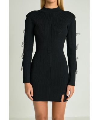 Women's Rhinestone Bow Knit Dress