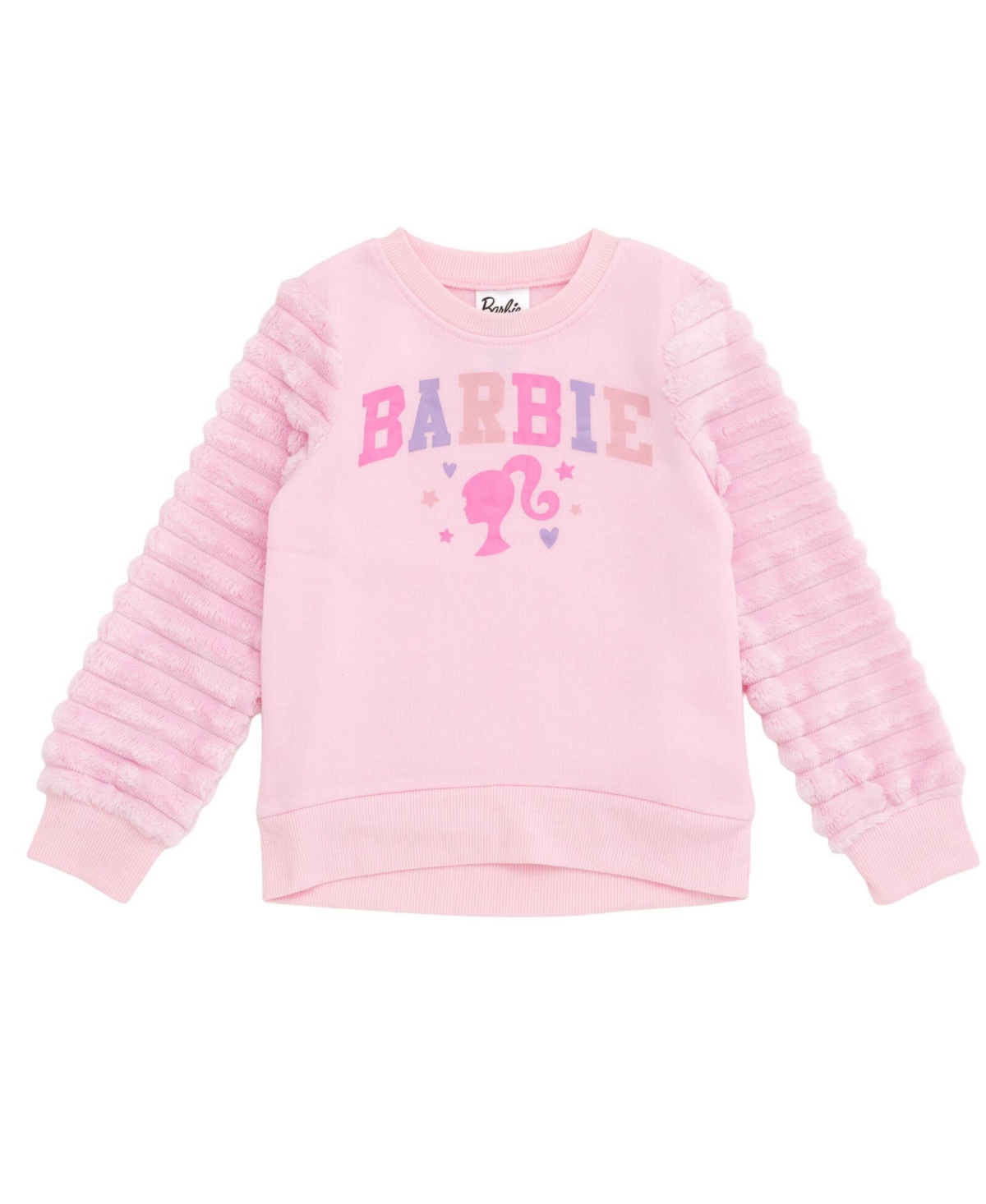 Barbie Girls Fleece Pullover Sweatshirt with Faux Fur Sleeves