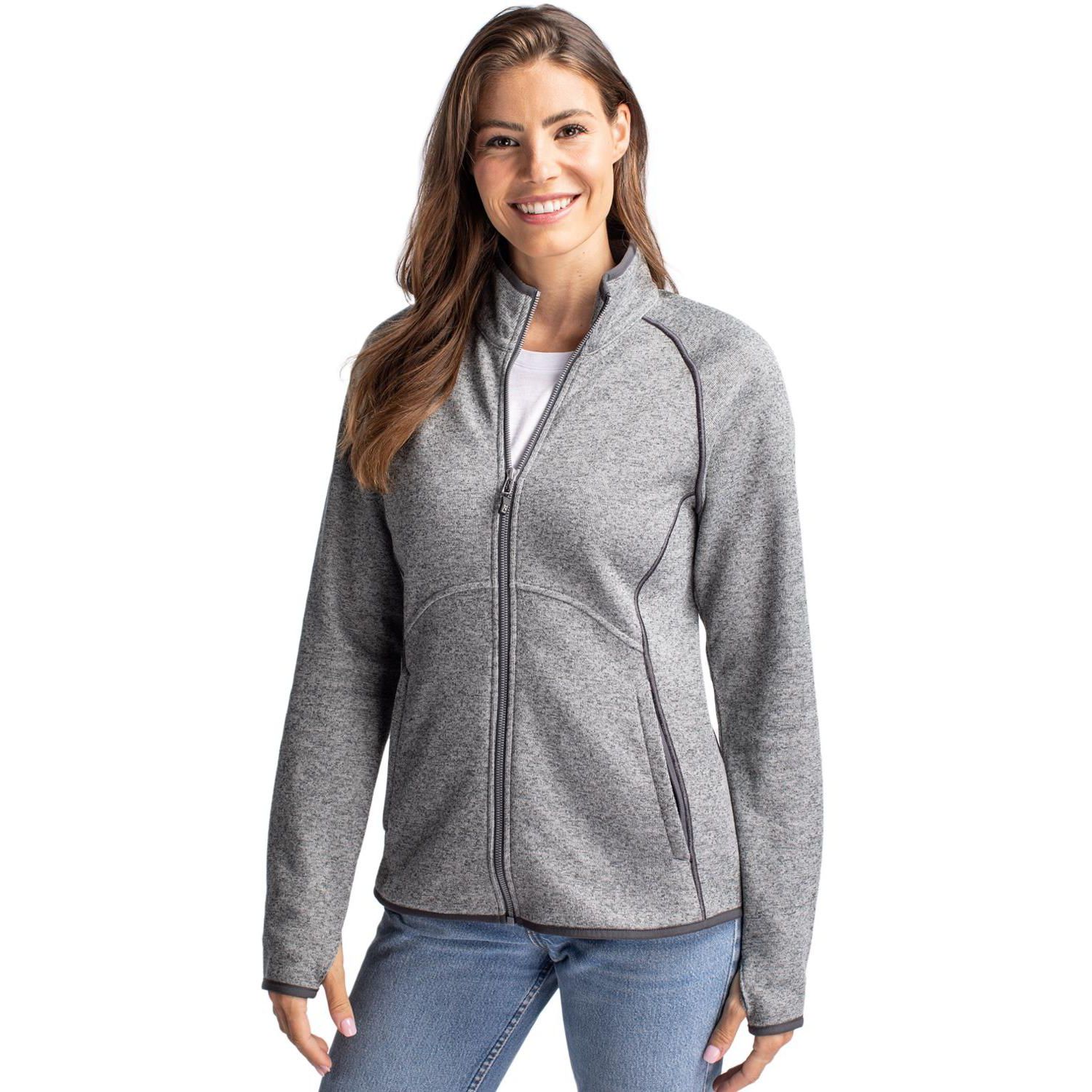 Women's Cutter and Buck Mainsail Sweater-Knit Full Zip Jacket
