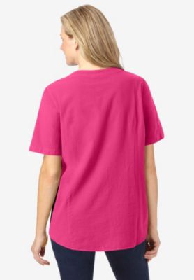 Women's Plus Size Short-Sleeve Crinkle Shirt