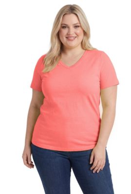Plus Size Women's Perfect Short-Sleeve Shirred V-Neck Tunic Top