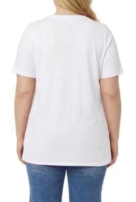 Plus Size Women's Perfect Short-Sleeve Shirred V-Neck Tunic Top