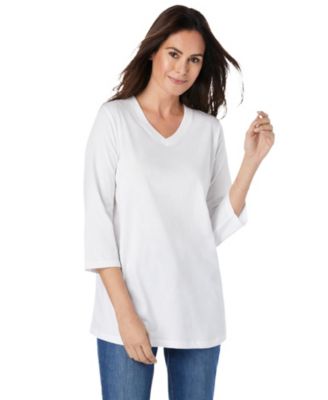 Plus Size Perfect Three-Quarter Sleeve V-Neck Tee