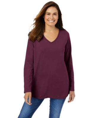 Plus Size Perfect Long-Sleeve V-Neck Tee