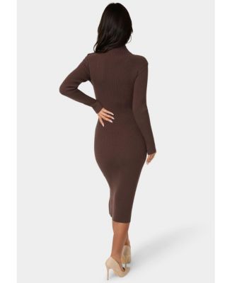 Long Sleeve Mockneck Sweater Midi Dress