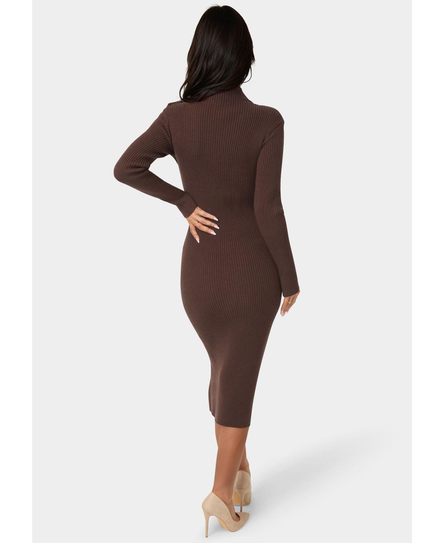 Long Sleeve Mockneck Sweater Midi Dress