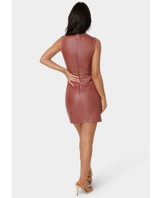 Women's Faux Leather Stud Seam Dress