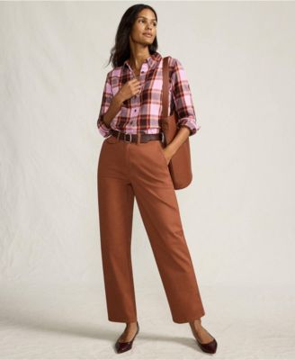 Petite Chino High Rise Rail Straight Leg Pants