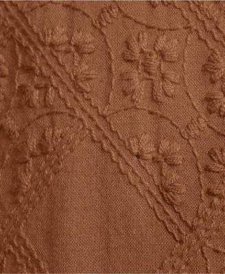 Women's 3/4 Sleeve Cotton Slub Lace Trim Top