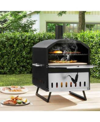 16" Outdoor Pizza Oven with Stone Peel & Grill Racks Folding Legs and Cover