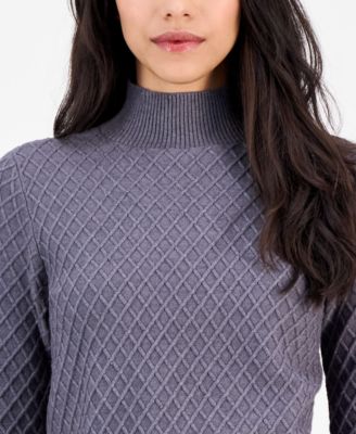 Women's Cable-Knit Long-Sleeve Scarf Sweater 