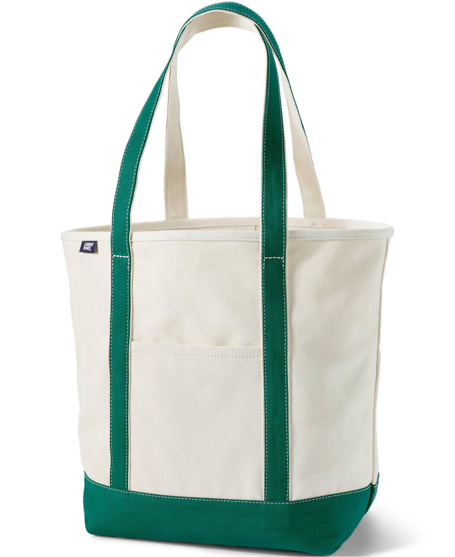 Large Print 5 Pocket Open Top Long Handle Canvas Tote Bag