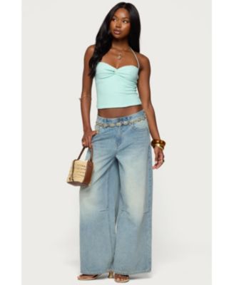 Women's Zoee Twisted Textured Halter Top