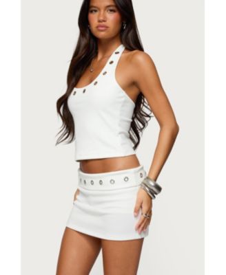 Women's Havana Grommet Ribbed Halter Top