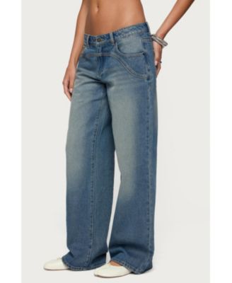 Womens Ronny Curved Stitch Low Rise Jeans