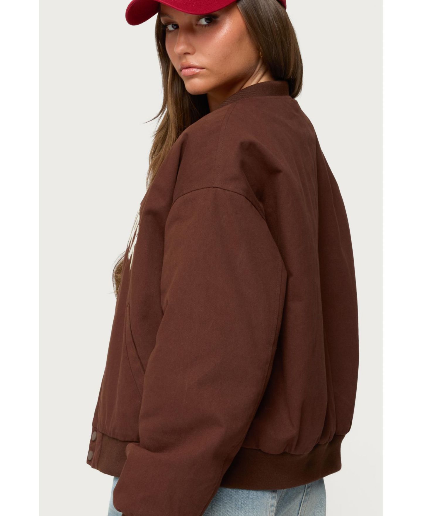 Женская куртка Edikted Big Apple Oversized Bomber, цвет: Коричневый — фото 3