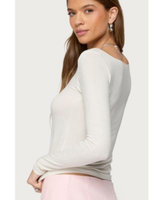 Womens Semi Sheer Long Sleeve Top