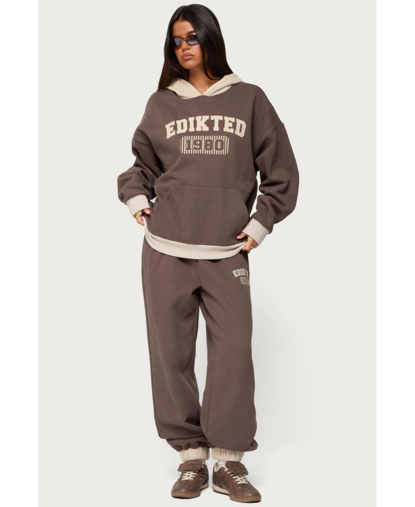 Женское худи Edikted 1980 Oversized, цвет: Коричневый — фото 5