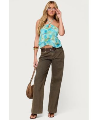 Women's Dragon Lily Layered Chiffon Halter Top