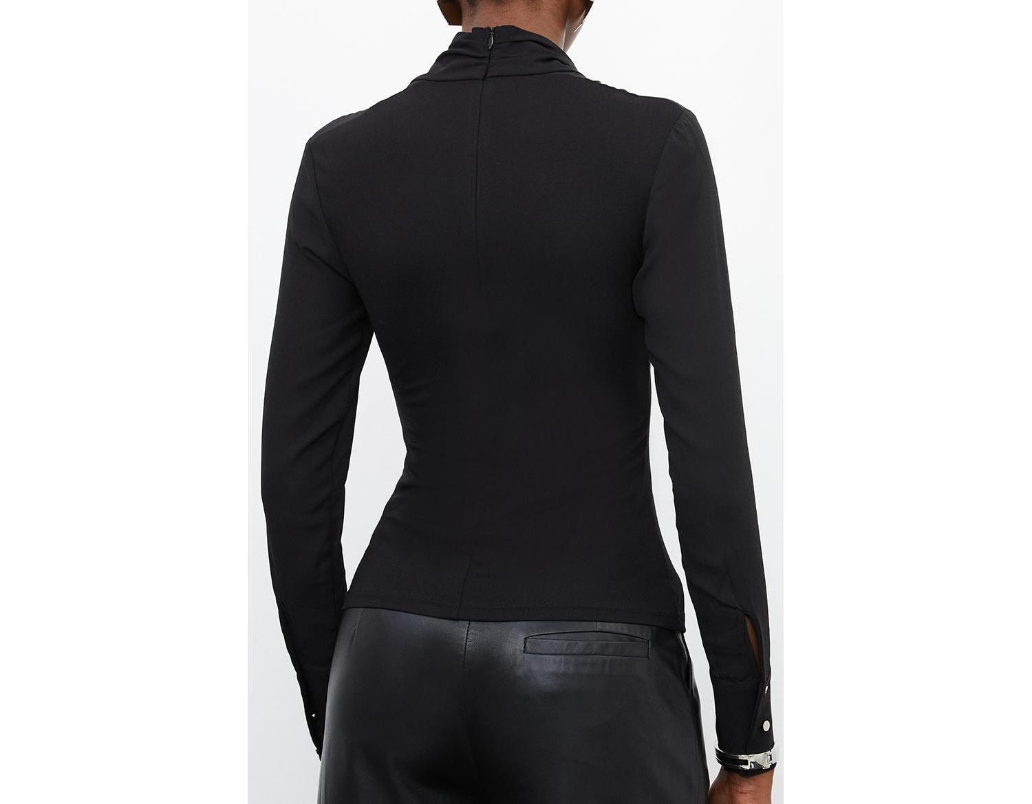 Jersey And Georgette Mix High Neck Top
