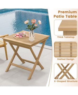 Set of 2 patio bistro table teak wood dining table outdoor square table