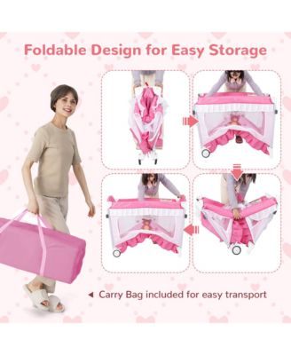 Portable Baby Playpen Crib Cradle Changing Pad Mosquito Net Toys