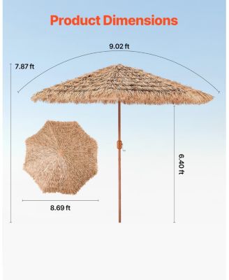 Tiki Thatched Patio Umbrella for Poolside Garden or Beach Shade