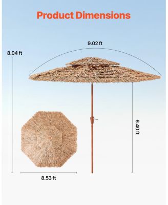 Two Tier Tiki Thatched Patio Umbrella for Pool Garden or Beach Shade