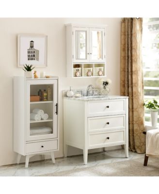 Wall Mounted Bathroom Storage Cabinet with Mirror, 2 Doors, Adjustable Shelves, Storage Baskets