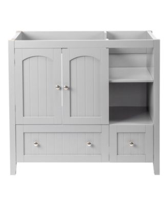 35.4"W MDF 2 Drawers & Double Doors Lacquered Bathroom Vanity Cabinet