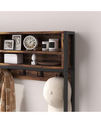 Shoe Storage Cabinet and Hall Tree Combo for Organized Entryway and Shoes