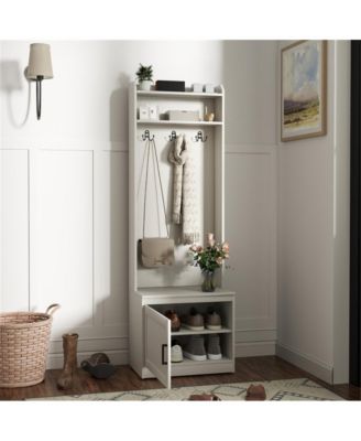 Wooden Shoe Rack Cabinet with Compartments for Entryway or Bedroom