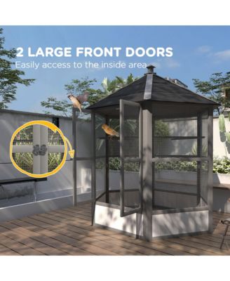 69" Large Wooden Hexagonal with Cove Roof, Light