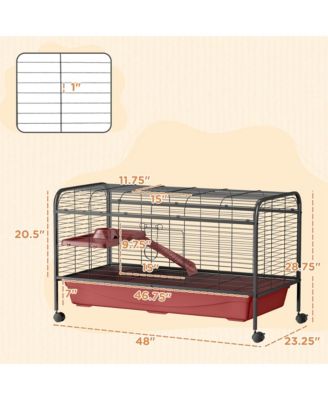 41"L Small Animal Cage Rabbit Hutch with Feeder