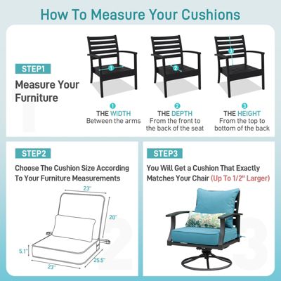 Dining Chair Seat Cushion 23” W x 25.6” D x 5.1” H,cushion for Indoor&Outdoor 23” W x 20” D. (2 Back 2 Seater 2 Pillow )