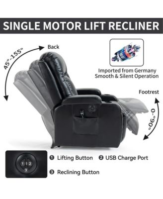 Electric Power Lift Recliner Chair with Massage, Heat & USB