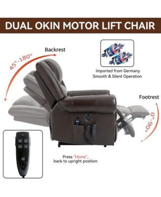 Dual Motor Power Lift Recliner with Massage & Heat, Leather Electric Chair with USB & Infinite Positions-Maison Boucle