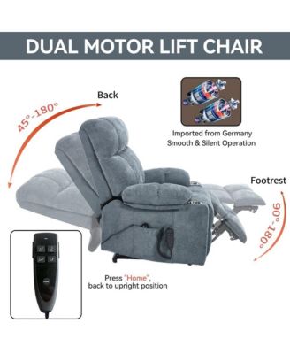 Heavy Duty Power Lift Recliner with Dual Motors, Massage & Heat, Infinite Position Chair with Cup Holders