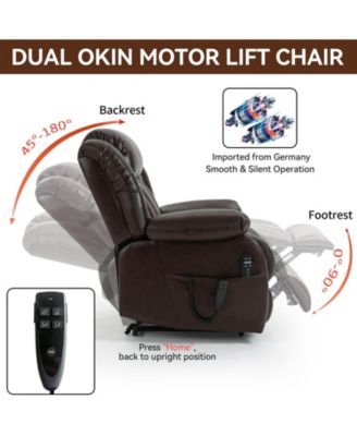 Genuine Leather Power Lift Recliner for Seniors, Dual Motor Chair with 8-Point Massage, Heat & Infinite Position