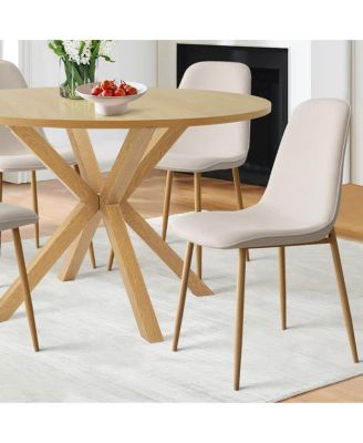 Compact 5-Piece Dining Set with 39.5 Inch Round Table and 4 Chairs, Natural Wood Look for Small Kitchens or Apartments-Maison Boucle