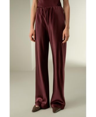 Women's Straight-Leg Silk Satin Pants