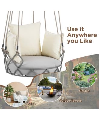 Outdoor Floating Swing Chair with 8 Inch Waterproof Cushion 300lb Capacity