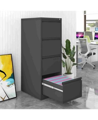 4 Drawer, Metal, Vertical File Cabinet with lock for home office storage—fits Letter, A4 & Legal size files.